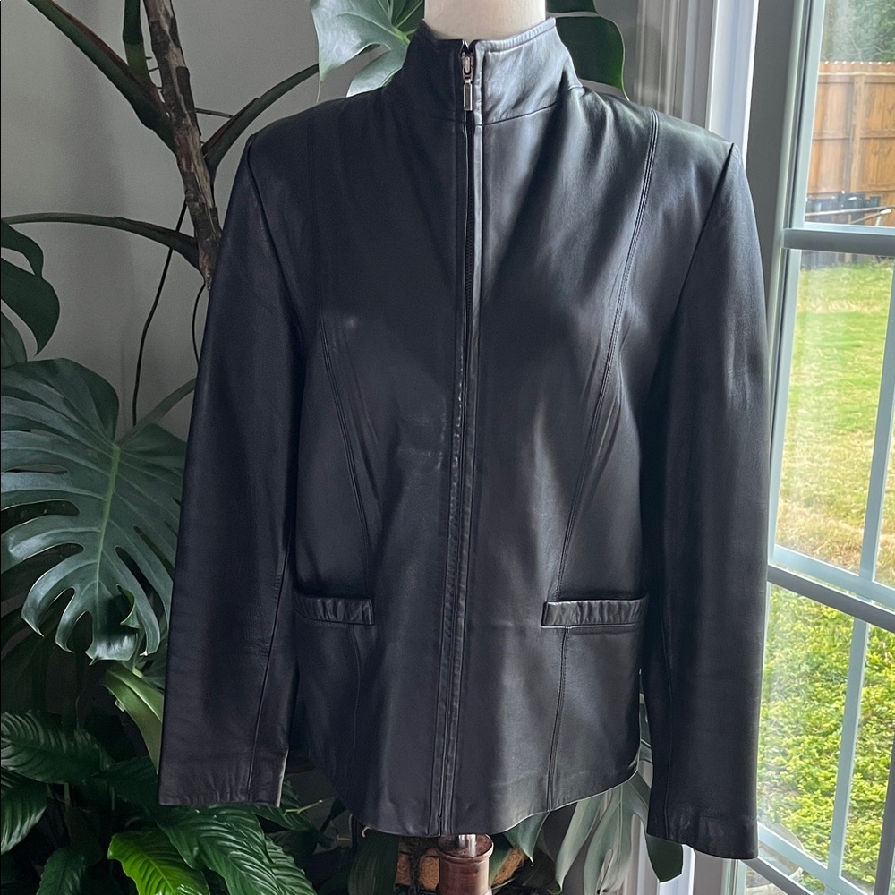 JLC New York Vintage Woman’s Leather Black Outerwear Jacket size Medium